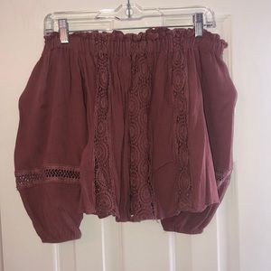 American Eagle Off the shoulder quarter sleeve top